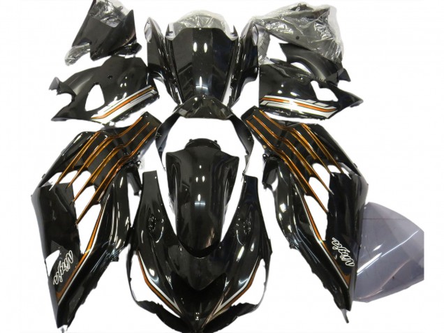 2012-2024 Kawasaki ZX14R Motorcycle Fairings - Glossy Black Orange