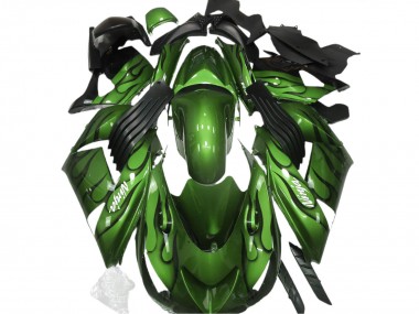 Wholesale 2006-2011 Kawasaki ZX14R Motorcycle Fairings - Green Black Flame