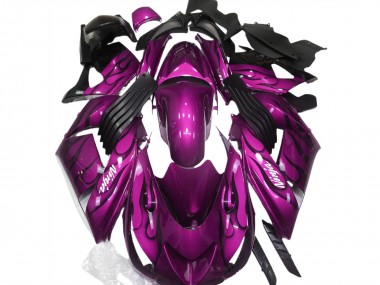 Wholesale 2006-2011 Kawasaki ZX14R Motorcycle Fairing - Purple Black Flame White Ninja