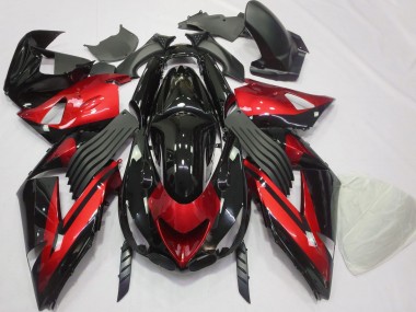 Wholesale 2006-2011 Kawasaki ZX14R Motorcycle Fairings - Red Glossy Black Stripe