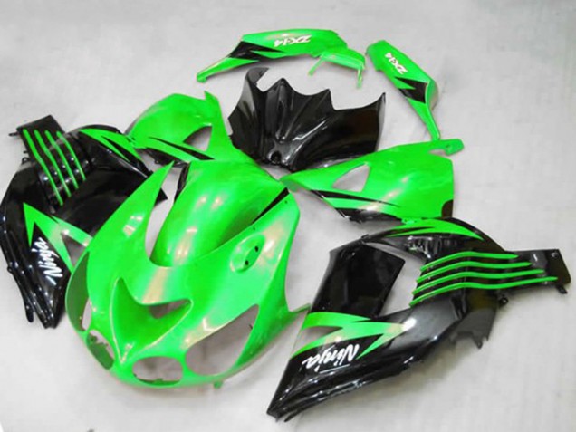 2012-2024 Kawasaki ZX14R Motorcycle Fairings - Green Glossy Black White Ninja