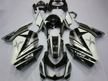 Wholesale 2008-2012 Kawasaki Ninja 250 Motorcycle Fairings - White Silver Star Glossy Black