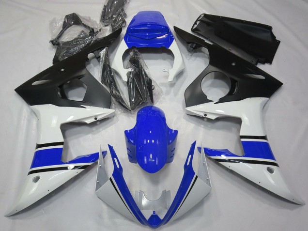 2003-2004 Yamaha R6 Motorcycle Fairings - White Blue Matte Black