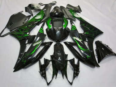 Wholesale 2006-2007 Yamaha R6 Motorcycle Fairings - Glossy Black Green Flame