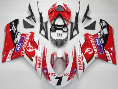 Wholesale 2007-2014 Ducati 848 1098 1198 Motorcycle Fairings - White Red Blue Glossy Black Ficc Fiamm 7