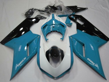Wholesale 2007-2014 Ducati 1098 Motorcycle Fairings - Blue White Glossy Black