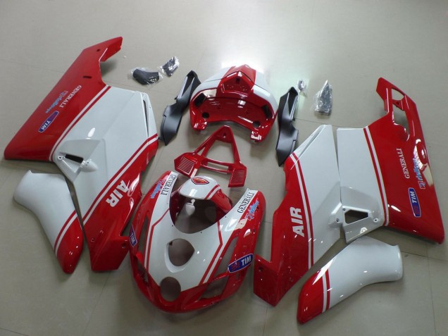 2003-2004 Ducati 749 999 Motorcycle Fairings - White Red Air Generali Tim