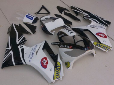 Wholesale 2006-2008 Triumph Daytona 675 Motorcycle Fairings - White Glossy Black with Flag