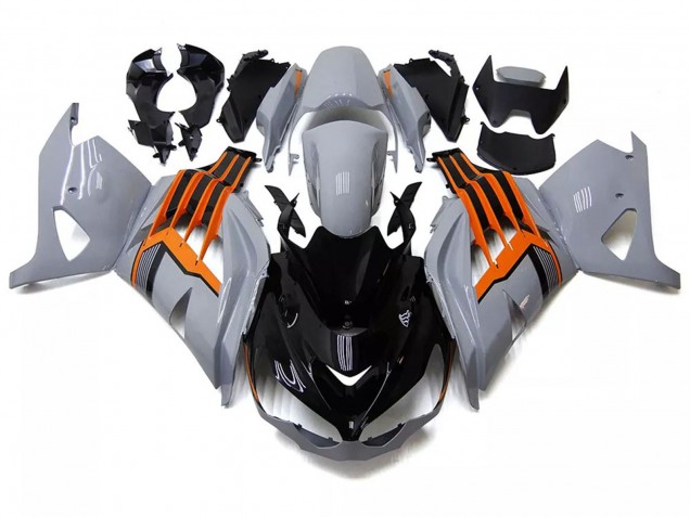 2012-2024 Kawasaki ZX14R ZZR1400 Motorcycle Fairings - Nardo Grey Orange Black