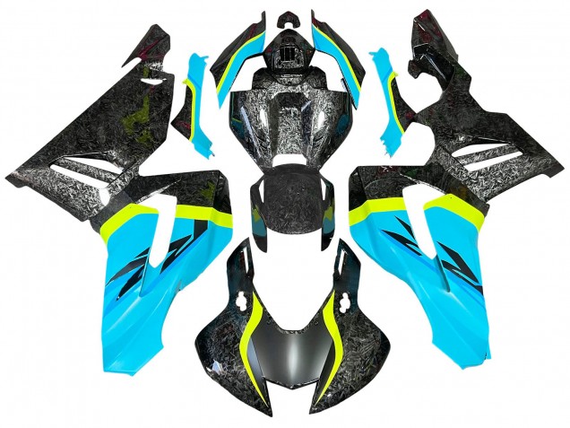 2020-2023 Honda CBR1000RR-R Motorcycle Fairings - Light Blue Yellow Black Forged Carbon Fiber