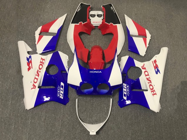 1987-1989 Honda CBR400RR NC23 Motorcycle Fairing - White Red Blue