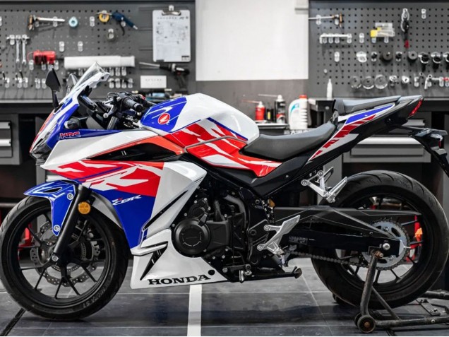2022 Honda CBR400R Motorcycle Fairing - White Red Blue