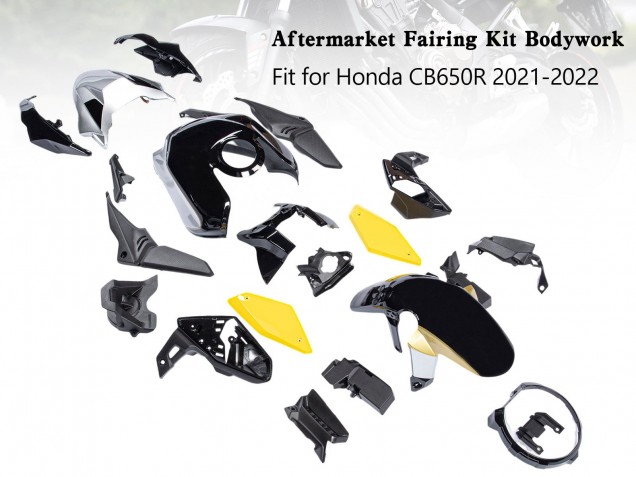 2019-2022 Honda CB650R Motorcycle Fairings - Black Yellow
