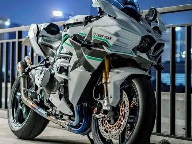 Wholesale 2015-2022 Kawasaki Ninja H2 Motorcycle Fairings - White with Green Lines
