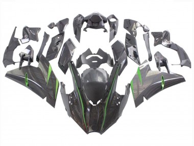 Wholesale 2015-2022 Kawasaki Ninja H2 Motorcycle Fairings - Black Carbon Fiber Green