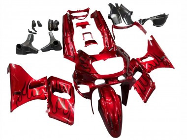 Wholesale 1993-2007 Kawasaki ZZR400 Motorcycle Fairings - Red Black Flame