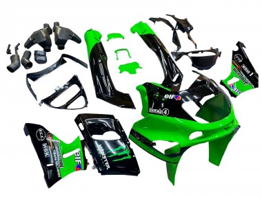 Wholesale 1993-2007 Kawasaki ZZR400 Motorcycle Fairings - Green Glossy Black Green Monster Elf Touch4 Bridgestone