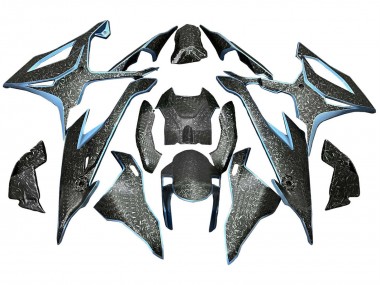 Wholesale 2019-2022 BMW S1000RR Motorcycle Fairings - Black Light Blue Forged Carbon Fiber