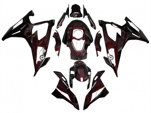 2019-2022 BMW S1000RR Motorcycle Fairings - Dark Red Carbon Fiber