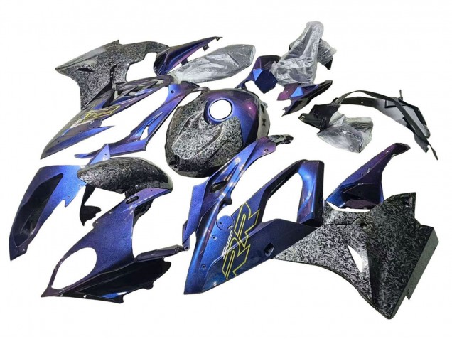 2015-2016 BMW S1000RR Motorcycle Fairings - Gradient Purple Blue Forged Carbon Fiber