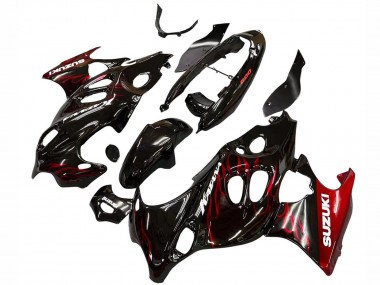 Wholesale 2004-2006 Suzuki GSX600F/GSX750F Motorcycle Fairings - Glossy Black Red Flame