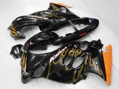 Wholesale 2004-2006 Suzuki GSX600F/GSX750F Motorcycle Fairings - Glossy Black Orange Flame Katana