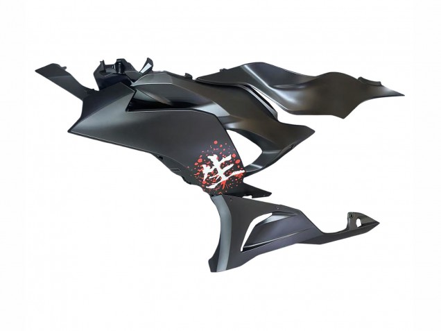 2023-2025 Kawasaki ZX6R Motorcycle Fairings - Black White with Flower
