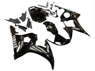 Wholesale 2003-2004 Yamaha YZF R6 Motorcycle Fairings - Glossy Black White Decals
