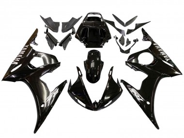 Wholesale 2003-2004 Yamaha YZF R6 Motorcycle Fairings - Glossy Black White Decals