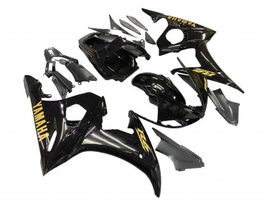 Wholesale 2003-2004 Yamaha YZF R6 Motorcycle Fairings - Glossy Black Gold Decals