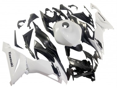 Wholesale 2019-2022 Kawasaki ZX6R Motorcycle Fairings - White Black Carbon Fiber