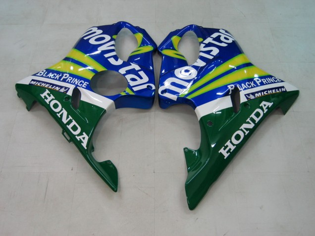 2004-2007 Honda CBR600 F4i Motorcycle Fairings - Blue Yellow Green MoviStar