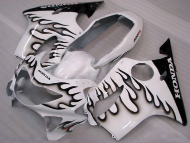 Wholesale 1999-2000 Honda CBR600 F4 Motorcycle Fairings - White Glossy Black Flame