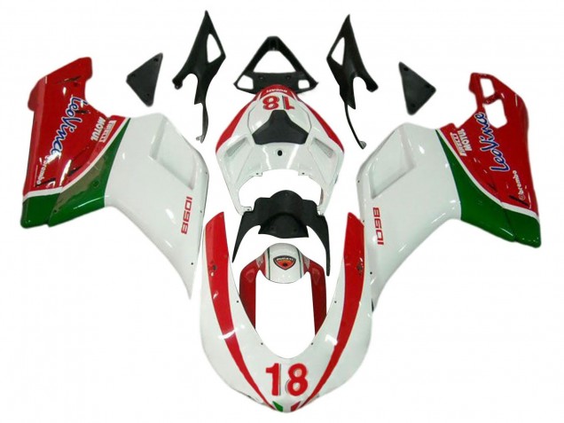 2007-2014 Ducati 848/1098/1198 Motorcycle Fairings - White Red Green 18