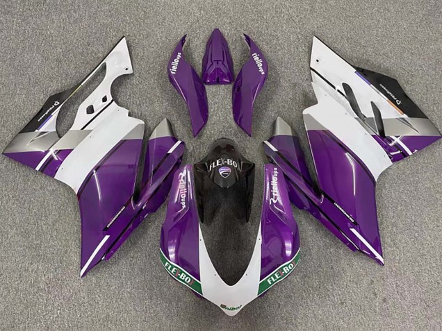 2015-2020 Ducati 959/1299 Motorcycle Fairings - Purple White Glossy Black Flex-Box