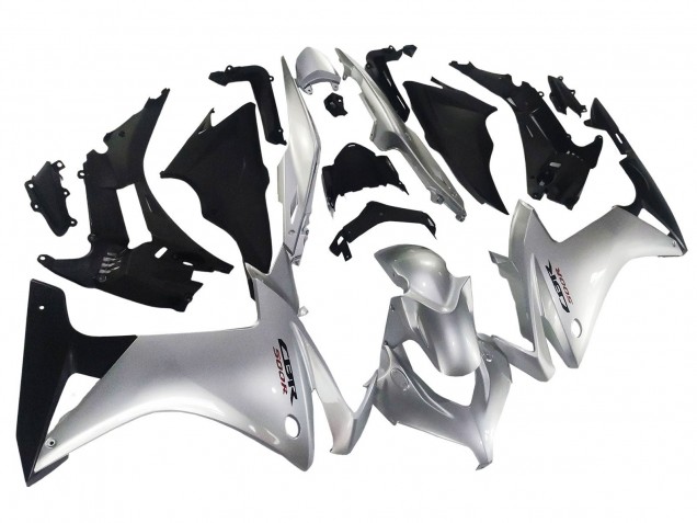 2013-2015 Honda CBR500R Motorcycle Fairing - Silver Glossy Black