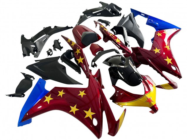 2013-2015 Honda CBR500R Motorcycle Fairings - Red Blue Yellow Star