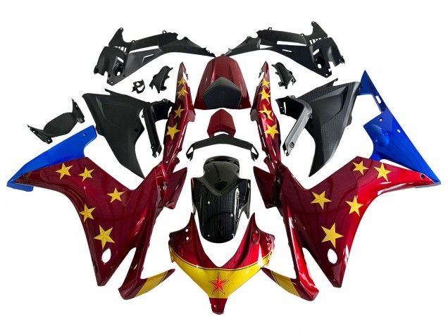 2013-2015 Honda CBR500R Motorcycle Fairings - Red Blue Yellow Star