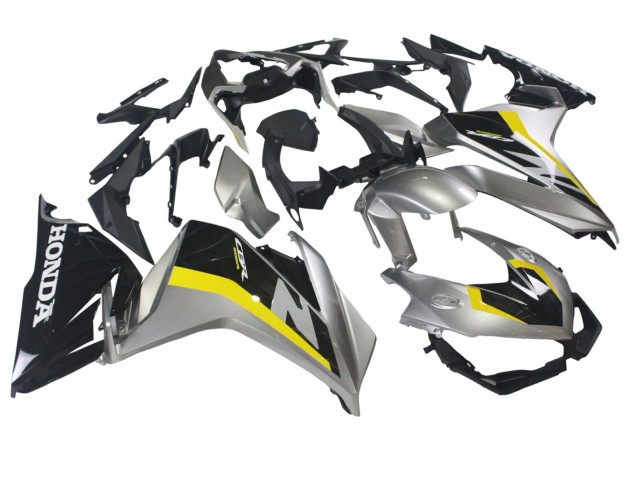 2022-2023 Honda CBR500R Motorcycle Fairings - Silver Yellow Glossy Black