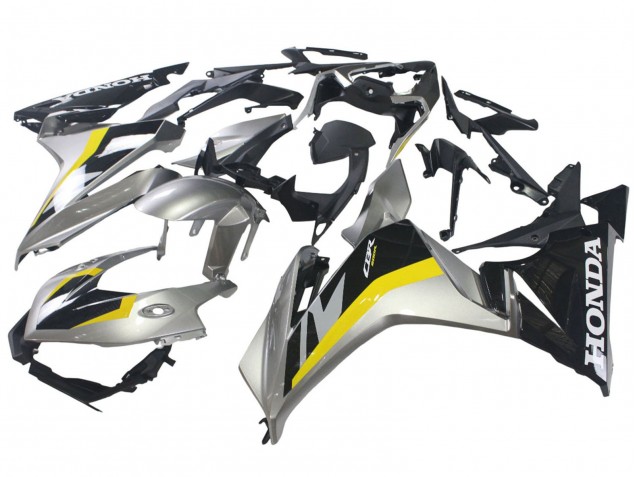 2022-2023 Honda CBR500R Motorcycle Fairings - Silver Yellow Glossy Black