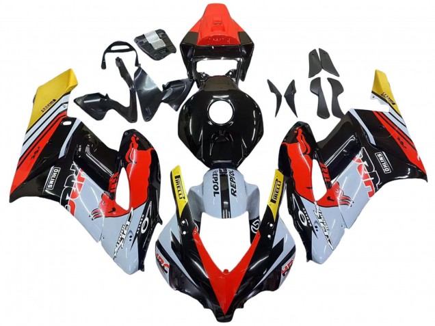 2004-2005 Honda CBR1000RR Motorcycle Fairings - Yellow Red White Glossy Red Bull Repsol HRC
