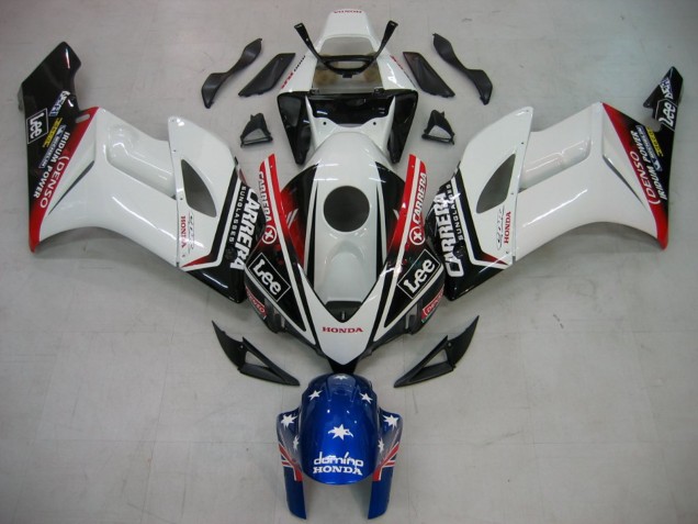 2004-2005 Honda CBR1000RR Motorcycle Fairings - White Blue Red Glossy Black Star Carrera Lee