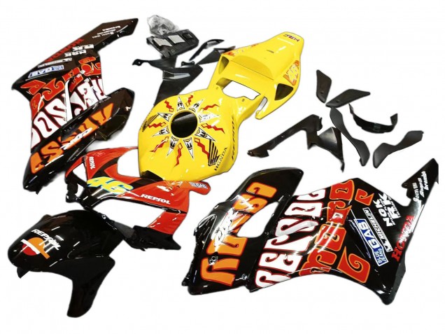 2004-2005 Honda CBR1000RR Motorcycle Fairings - Yellow Orange Glossy Black Repsol Rossi 46