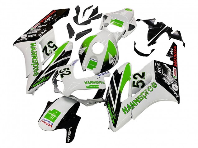 2004-2005 Honda CBR1000RR Motorcycle Fairings - White Green Glossy Black Hannspree 52
