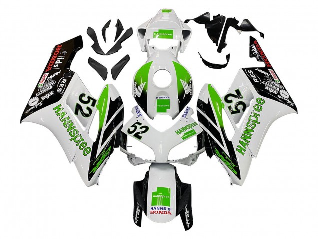 2004-2005 Honda CBR1000RR Motorcycle Fairings - White Green Glossy Black Hannspree 52