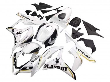 Wholesale 2007-2008 Honda CBR600RR Motorcycle Fairing - White Gold Glossy Black Playboy