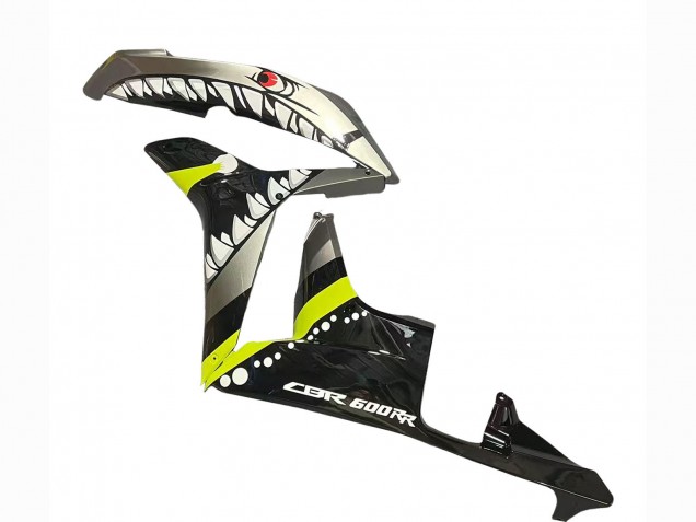 2007-2008 Honda CBR600RR Motorcycle Fairings - Grey Fluorescent Yellow Shark