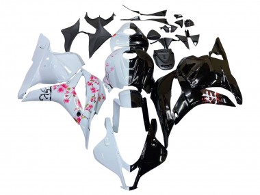 Wholesale 2009-2012 Honda CBR600RR Motorcycle Fairings - White Cherry Blossom Glossy Black