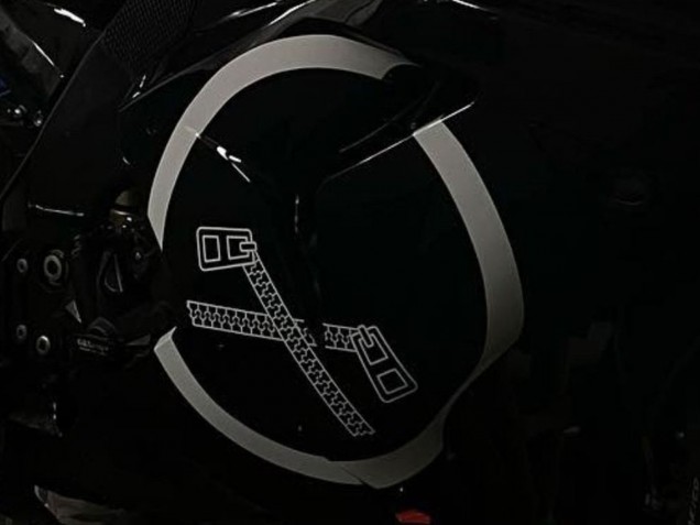 2006-2007 Kawasaki ZX10R Motorcycle Fairings - Glossy Black White Circle