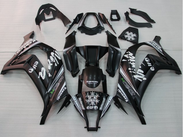 2011-2015 Kawasaki ZX10R Motorcycle Fairings - Glossy Black White Elf Snow Decal